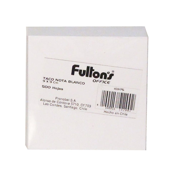 Taco Nota Cuadrado Blanco 500 Hojas 9 X 9 cm FULTONS 