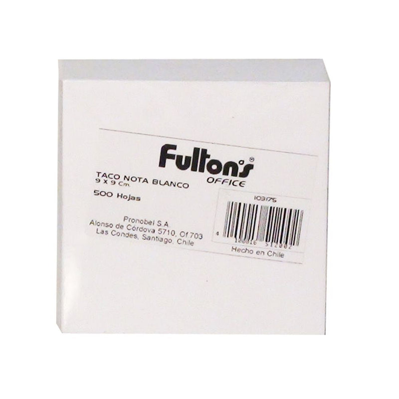 Taco Nota Cuadrado Blanco 500 Hojas 9 X 9 cm FULTONS 