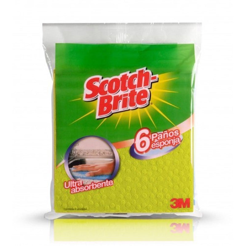 Paño Cocina 6 Un Celulosa Amarillo 3M 