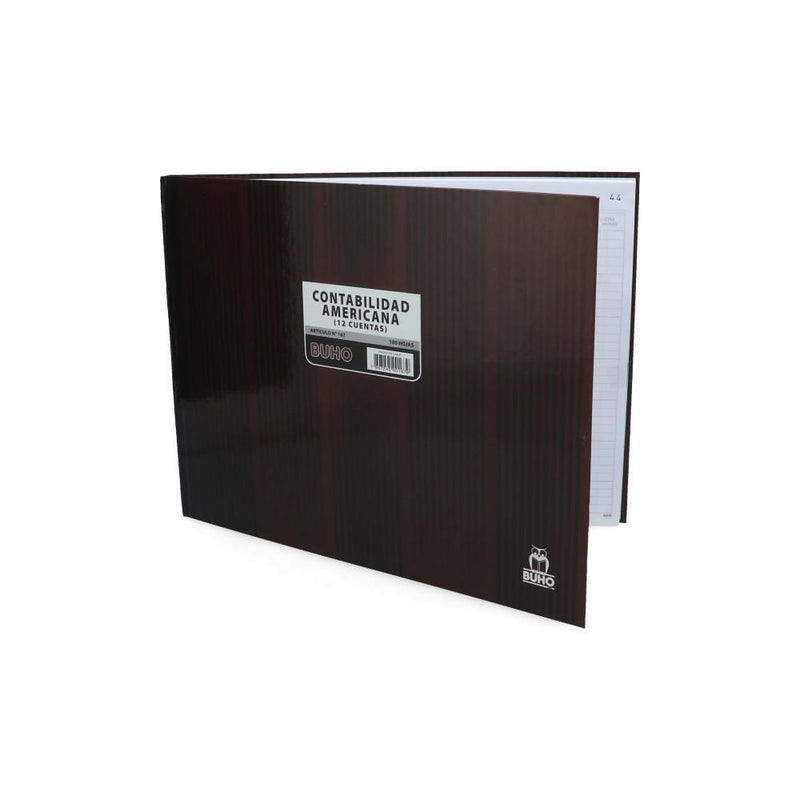 Libro Contable Americano 12 Cuentas 167 100 Hojas BUHO 