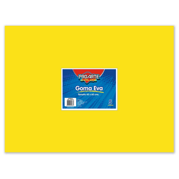 Goma Eva Amarillo 45 X 60 cm 5 Hojas PROARTE Amarillo 