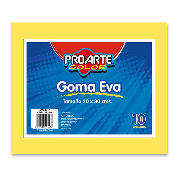 Goma Eva Amarillo 20 X 30 cm 10 Hojas PROARTE Amarillo 