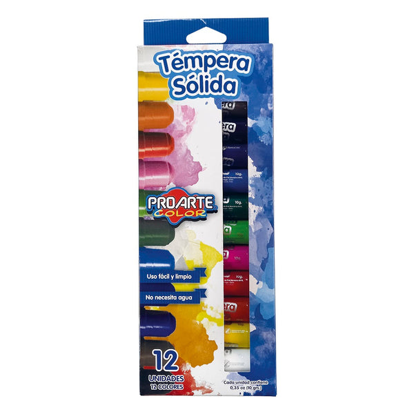 Tempera Solida 12 Colores PROARTE Colores Surtidos 