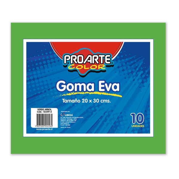Goma Eva Verde Claro 20 X 30 cm 10 Hojas PROARTE Verde Claro 