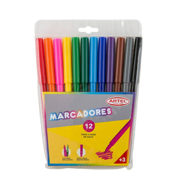 Plumón Delgado 12 Colores ARTEL Colores Surtidos 