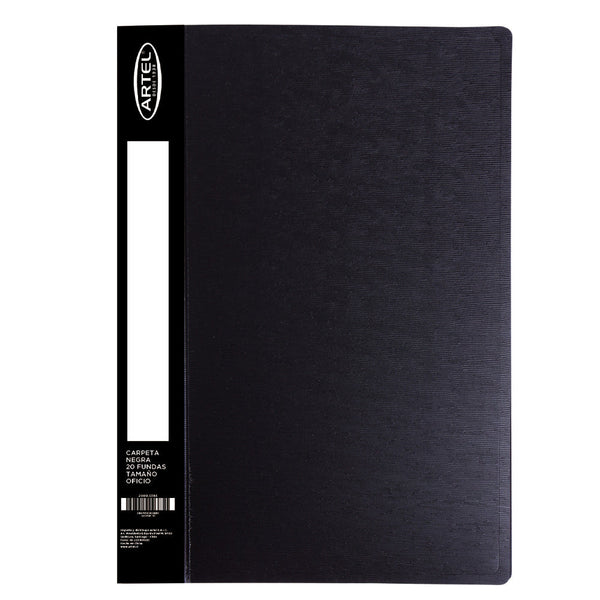 Carpeta Con Fundas Oficio Negra 20 un ARTEL Negro 