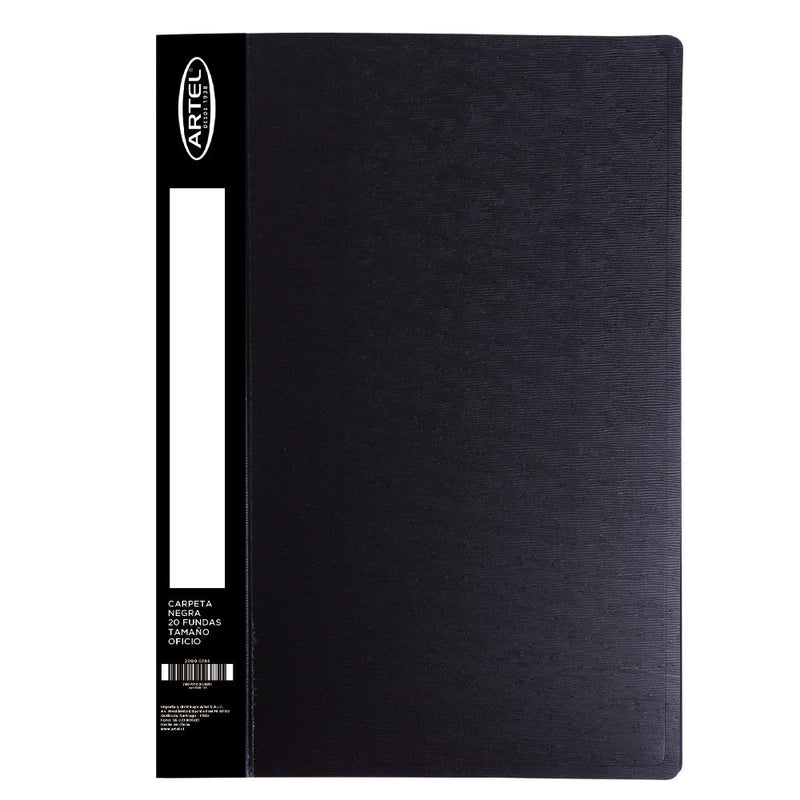 Carpeta Con Fundas Oficio Negra 20 un ARTEL Negro 