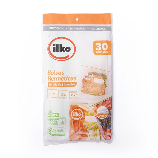 Pack Bolsas Hermeticas 30 Un 3 Tamaños ILKO 