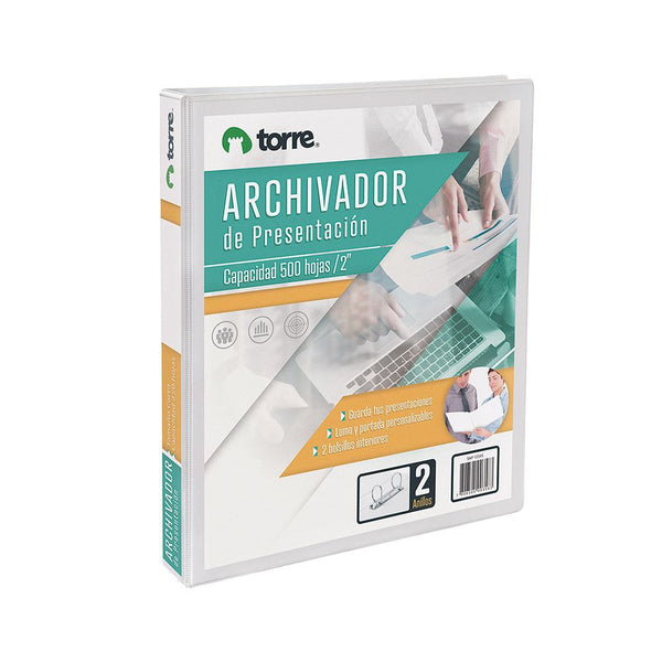 Archivador Catalogo Carta 2 Aros 2.0'' Blanco TORRE Blanco 