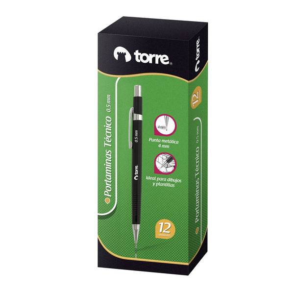 Portaminas 0.5 mm Metalico Negro TORRE Negro 