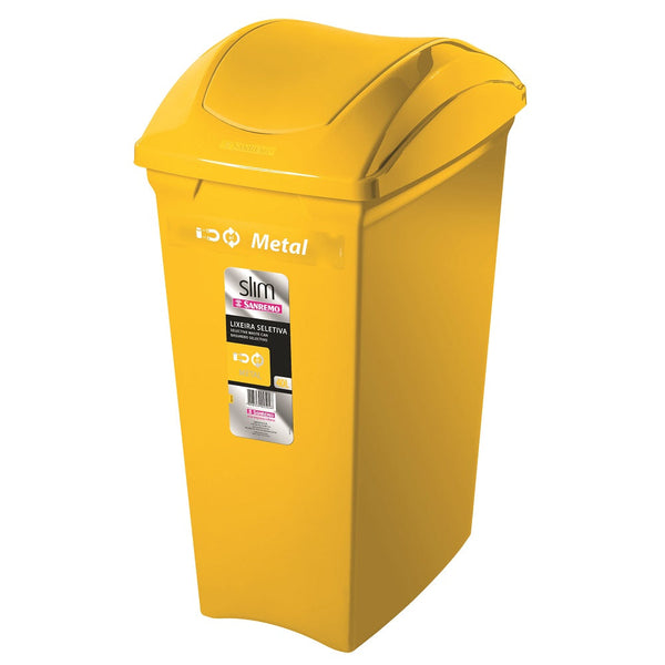 Basurero Plástico Con Tapa Vaiven Amarillo 40 lt SAN REMO 