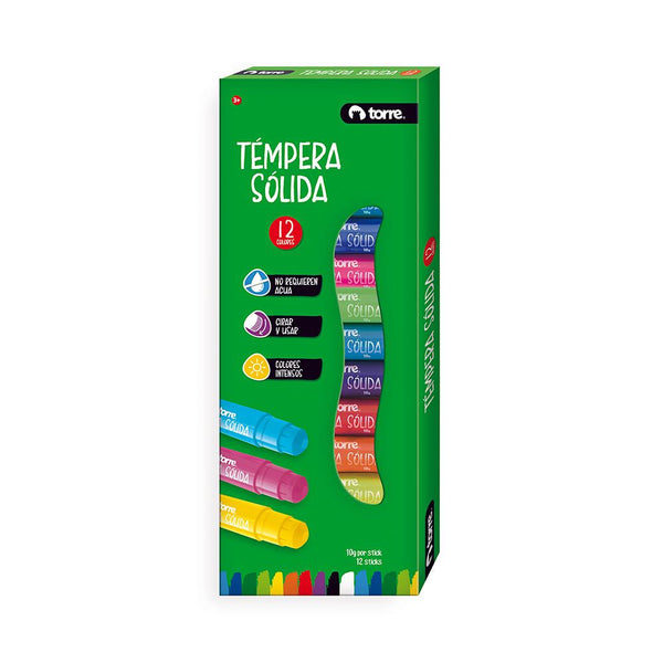 Tempera 12 Colores Solida TORRE Colores Surtidos 
