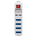 Alargador Múltiple 4+2Usb 1.5 mt Blanco Switch PHILCO Blanco 