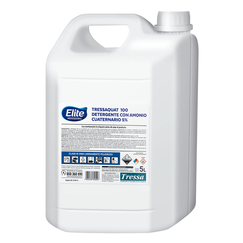 Limpiador Con Amonio Cuaternario 5% Tressaquat100 5 Lt ELITE PROFESSIONAL 