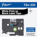 Cinta Tze-335 Blanco/Negro 12 mm (0.47") X 8 mt (26.2') BROTHER Blanco / Negro 