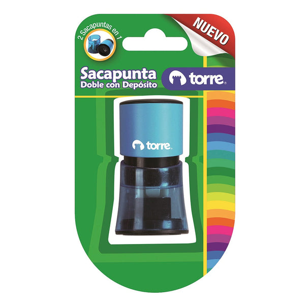 Sacapunta Plastico Con Deposito Cilindro 2 Orificios TORRE 
