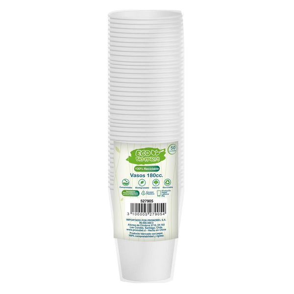 Vaso Blanco 6 Oz Plastico Eco 50 Un BIG PARTY ECO 