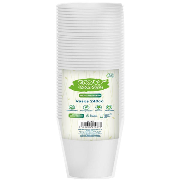 Vaso Blanco 8 Oz Plastico Eco 50 Un BIG PARTY ECO 