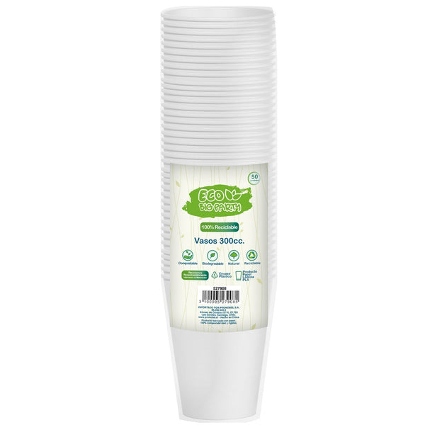 Vaso Blanco 10 Oz Plastico Eco 50 Un BIG PARTY ECO 