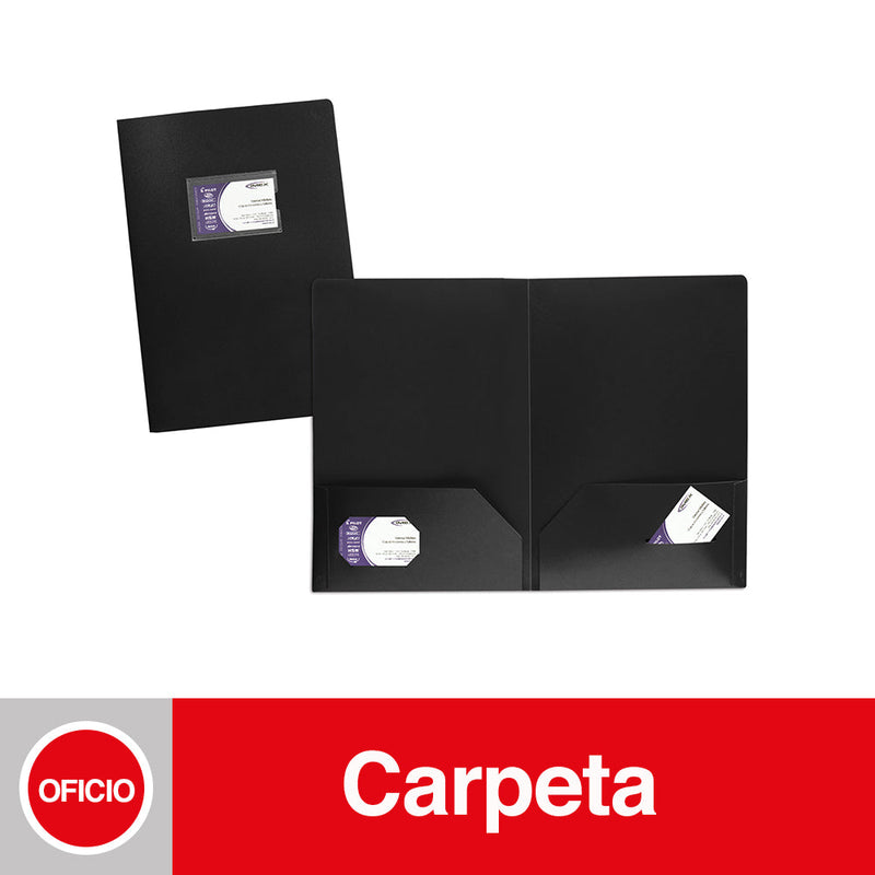 Carpeta Seminario Con Bolsillo Y Tarjetero Oficio Negro DATA ZONE Negro 