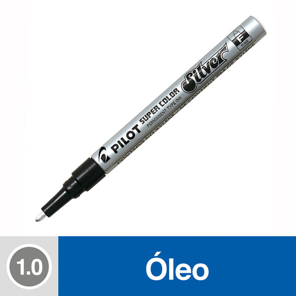 Marcador Permanente Oleo Punta Fina Plata PILOT Plata 