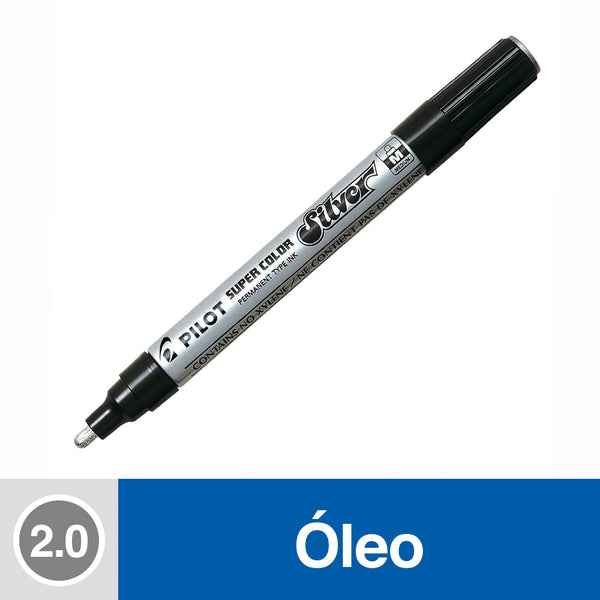 Marcador Permanente Oleo Punta Redonda Plata PILOT Plata 