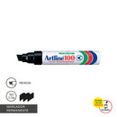 Marcador Permanente Recargable 100 Punta Biselada Cuerpo Extra Grueso Metal Color Negro ARTLINE 