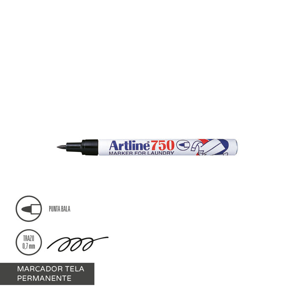 Marcador Ropa Recargable Punta Fina 750 Negro ARTLINE Negro 