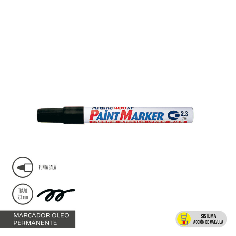 Marcador Permanente Oleo Punta Redonda 400 Negro ARTLINE Negro 