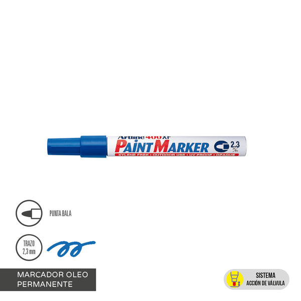 Marcador Permanente Oleo Punta Redonda Color Azul N 400 ARTLINE 