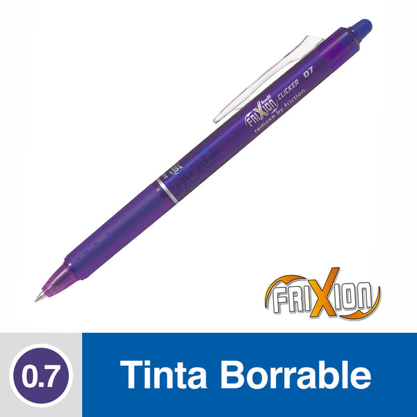 Bolígrafo Borrable 0.7 mm Frixion Ball Clicke Violeta PILOT Morado 