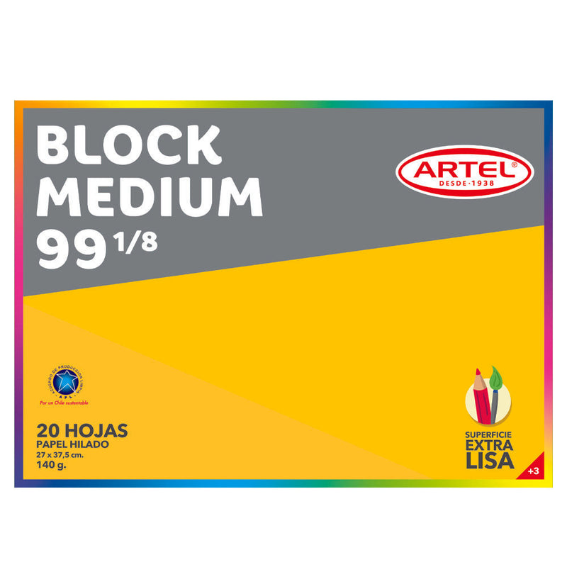 Block De Dibujo Medium 99 1/8 20 Hojas ARTEL 
