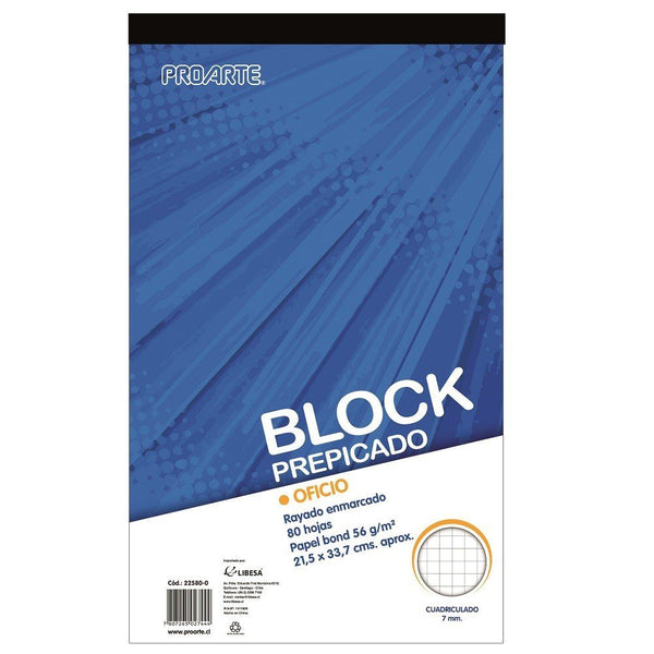 Block Oficio Matematicas 7 Mm 80 Hojas PROARTE Blanco 
