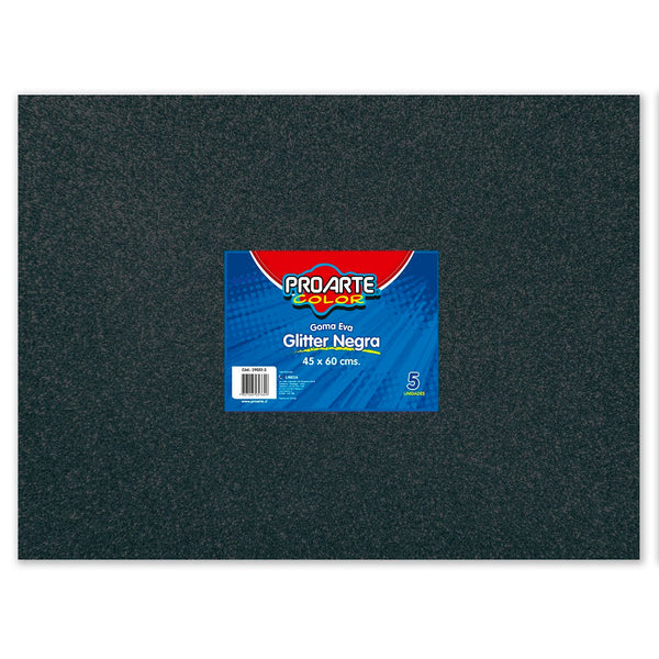 Goma Eva Negra 45 X 60 2 mm Glitter PROARTE Negro 
