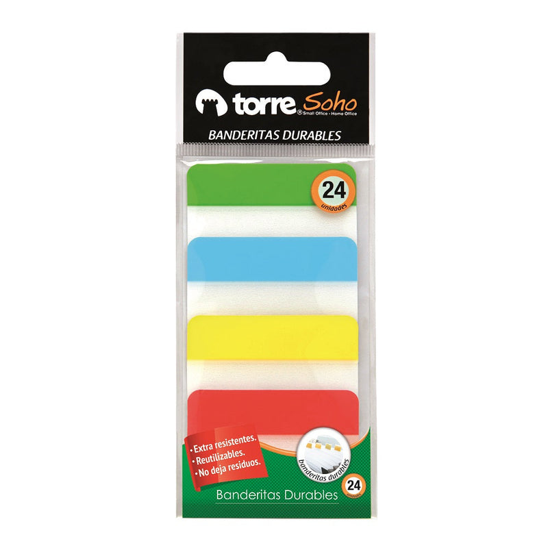 Banderitas Adhesivas Durable Colores Surtidos 24 Un TORRE 