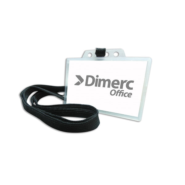 Porta Credencial Con Cordon Negro 9 X 58 Mm 25 Un DIMERC 
