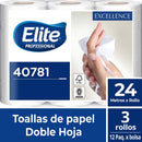 Toalla Papel Hoja Simple 24 Mt 3 Rollos Extra Blanca ELITE PROFESSIONAL 
