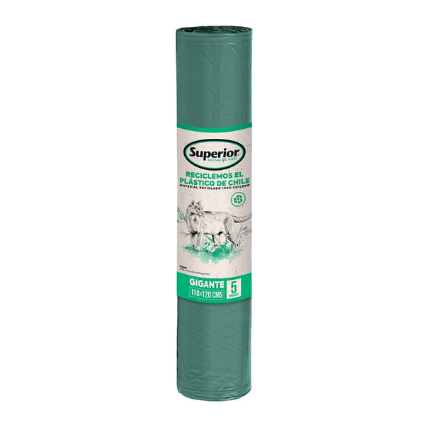 Bolsa Basura Rollo 110X120 5 Un 100 Micrones Gigante SUPERIOR 