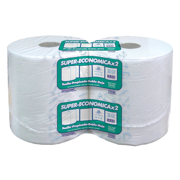 Toalla Papel Doble Hoja 100 Mt 2 Rollos Economica TECNOPAPEL 