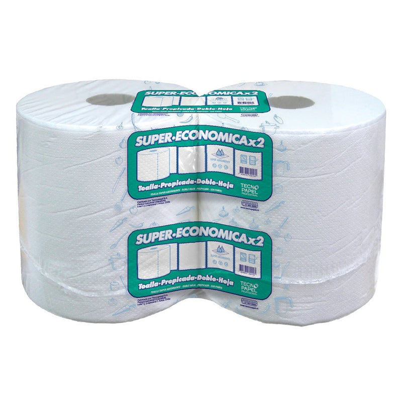 Toalla Papel Doble Hoja 100 Mt 2 Rollos Economica TECNOPAPEL 