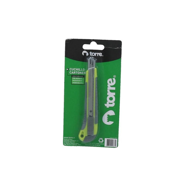 Cuchillo Cartonero Chico Con Riel Metal Y Mango De Goma TORRE 