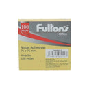 Nota Adhesiva 1 Un X 100 Hojas 7.6 X 7.6 Cm Amarillo 654 Block FULTONS 