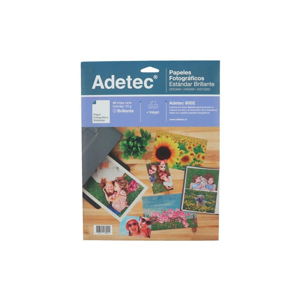 Papel Fotografico Brillante Carta 20 Hj 170 Gr ADETEC Blanco 