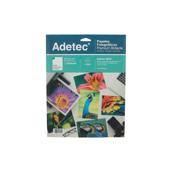Papel Fotografico Brillante Carta 20 Hj Inkjet 235 Gr ADETEC 
