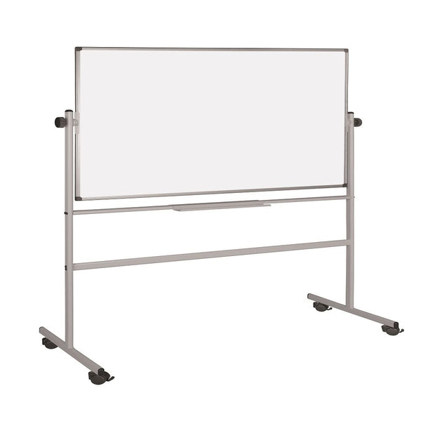Pizarra Blanca Melamina Rotativa Con Ruedas 90 X 120 Cm BISILQUE Blanco / Metálico 