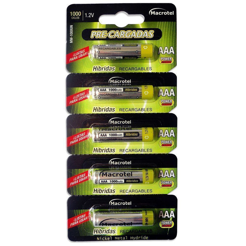 Pila Recargable Aaa 1000 Mah Hibrida 5 Un MACROTEL 