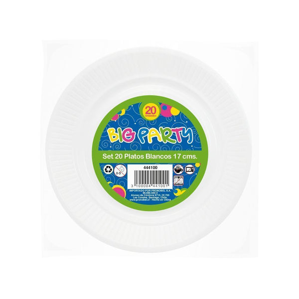 Plato Plastico Blanco 17 cm 20 Un BIG PARTY 
